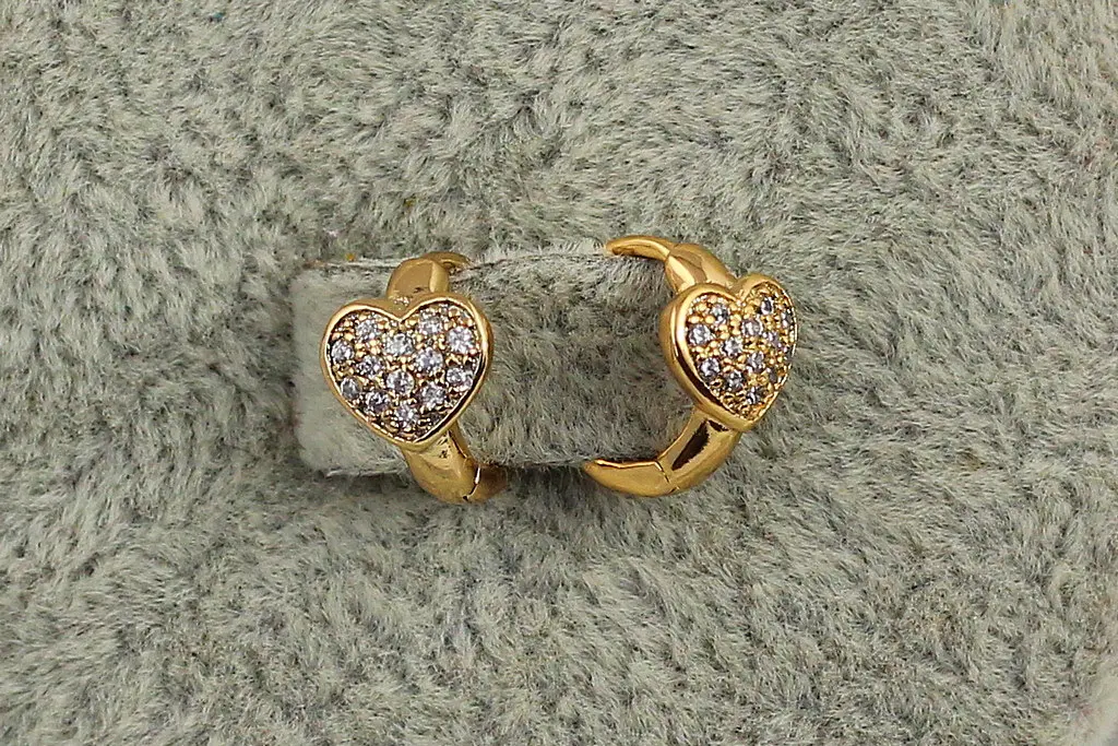 Сережки дитячі Xuping Jewelry сердечка перша любов1 см золотисті - фото 2