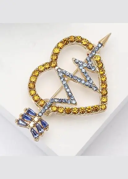 Брошь Сердце брошь-булавка символ Украины желто-голубая - фото 3