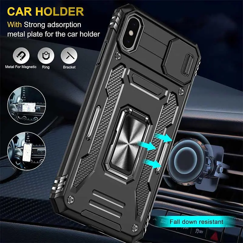 Ударостійкий чохол Camshield Army Ring для Apple iPhone X / XS (5.8) Чорний / Black - фото 2