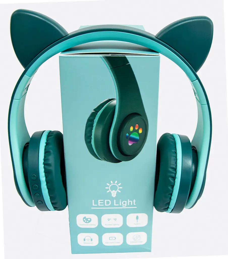 Гарнітура бездротова з підсвічуванням CAT EAR YW-018 Bluetooth навушники з вушками (Зелений) блютуз (ST) - фото 3