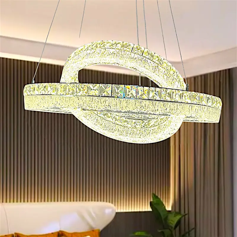Підвісна LED люстра кришталеві кільця Linisoln 633-60*40 - фото 2