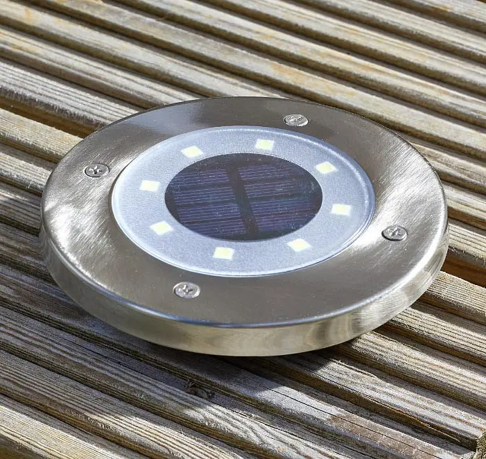 Солнечные уличные светильники Solar Disk Lights 4шт. подсветка газона на солнечной батарее садовые фонари - фото 2