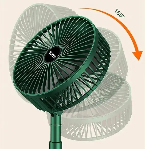 Аккумуляторный настольный вентилятор Telescopic Folding Fan Портативный складная мини USB ветродуйка Зеленый - фото 7