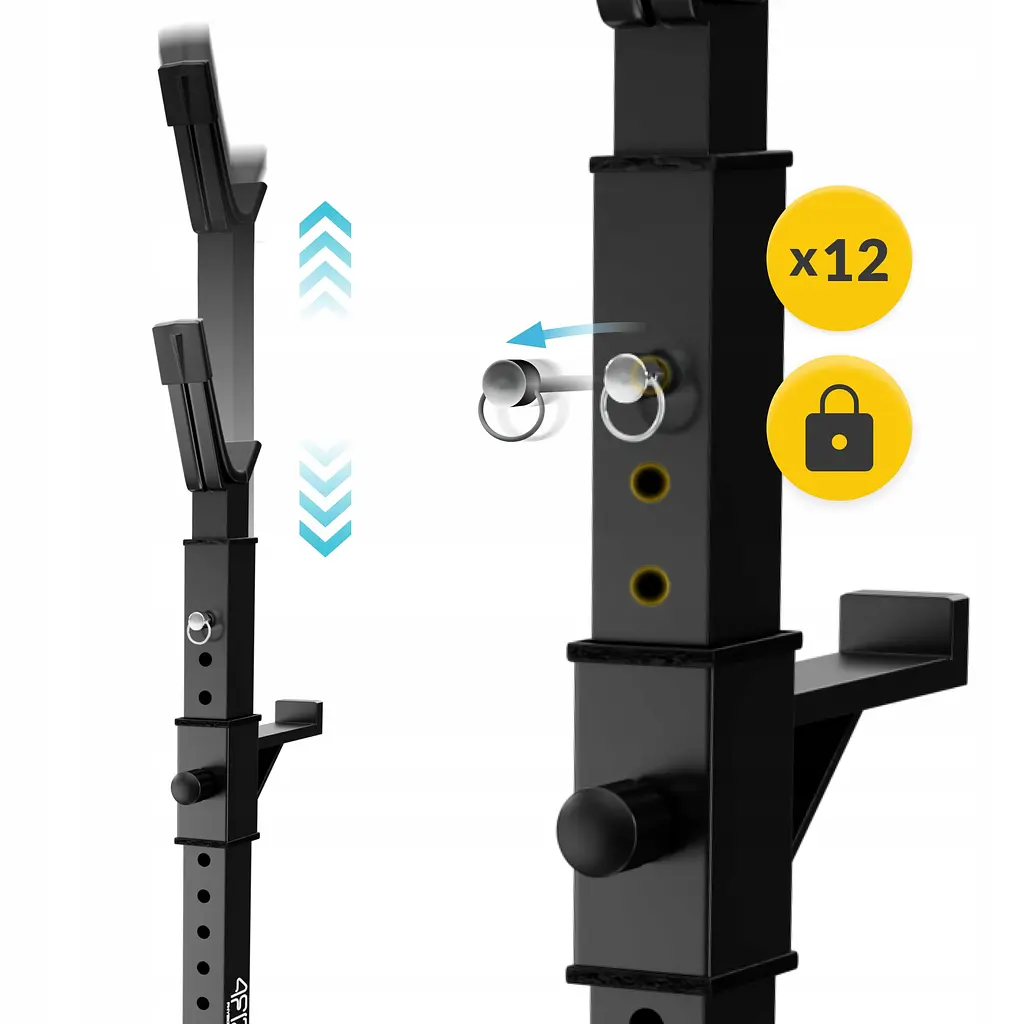 Стійки під штангу 4FIZJO Pro регульовані, зі страховкою Black (P-5905973402668) - фото 3