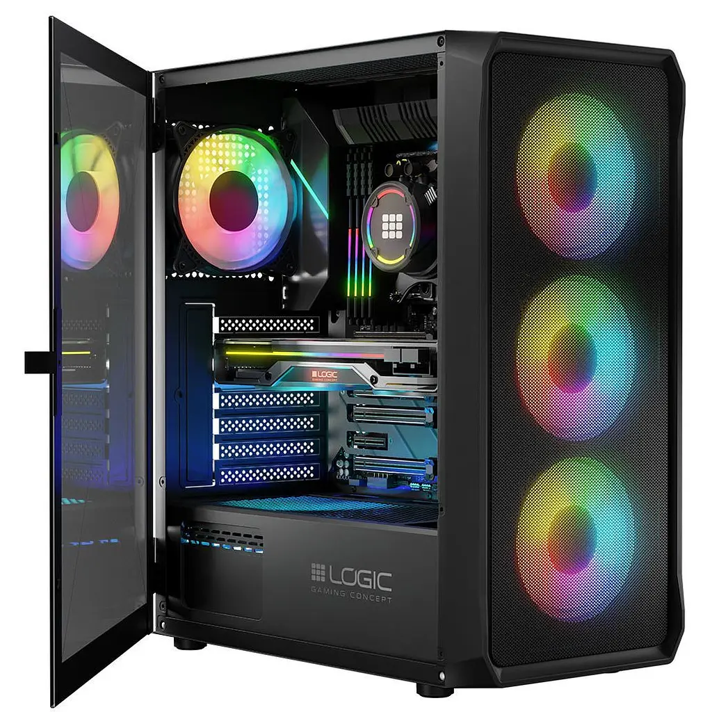 Корпус LogicConcept PORTOS MESH+GLASS ARGB fans 4x120 мм BLACK без БЖ ATX (AT-PORTOS-10-0000000-0002) - фото 9
