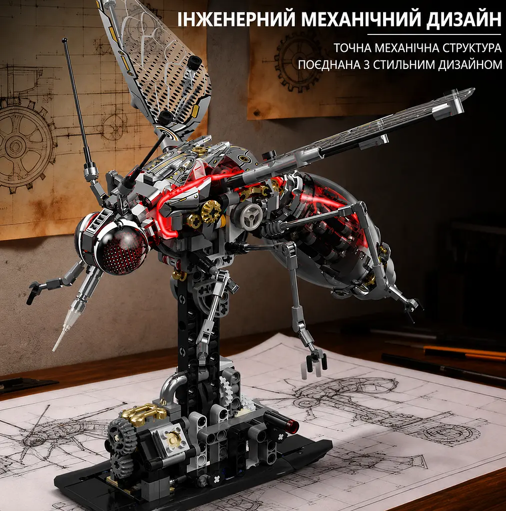 Конструктор Комар-Москіт у стилі Steampunk механічна модель комахи з рухомими елементами, 747 деталей - фото 7