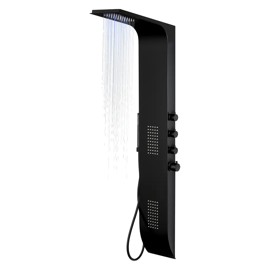 Душова панель Corsan Duo black LED з термостатом A777TBLLED, Чорний матовий - фото 2