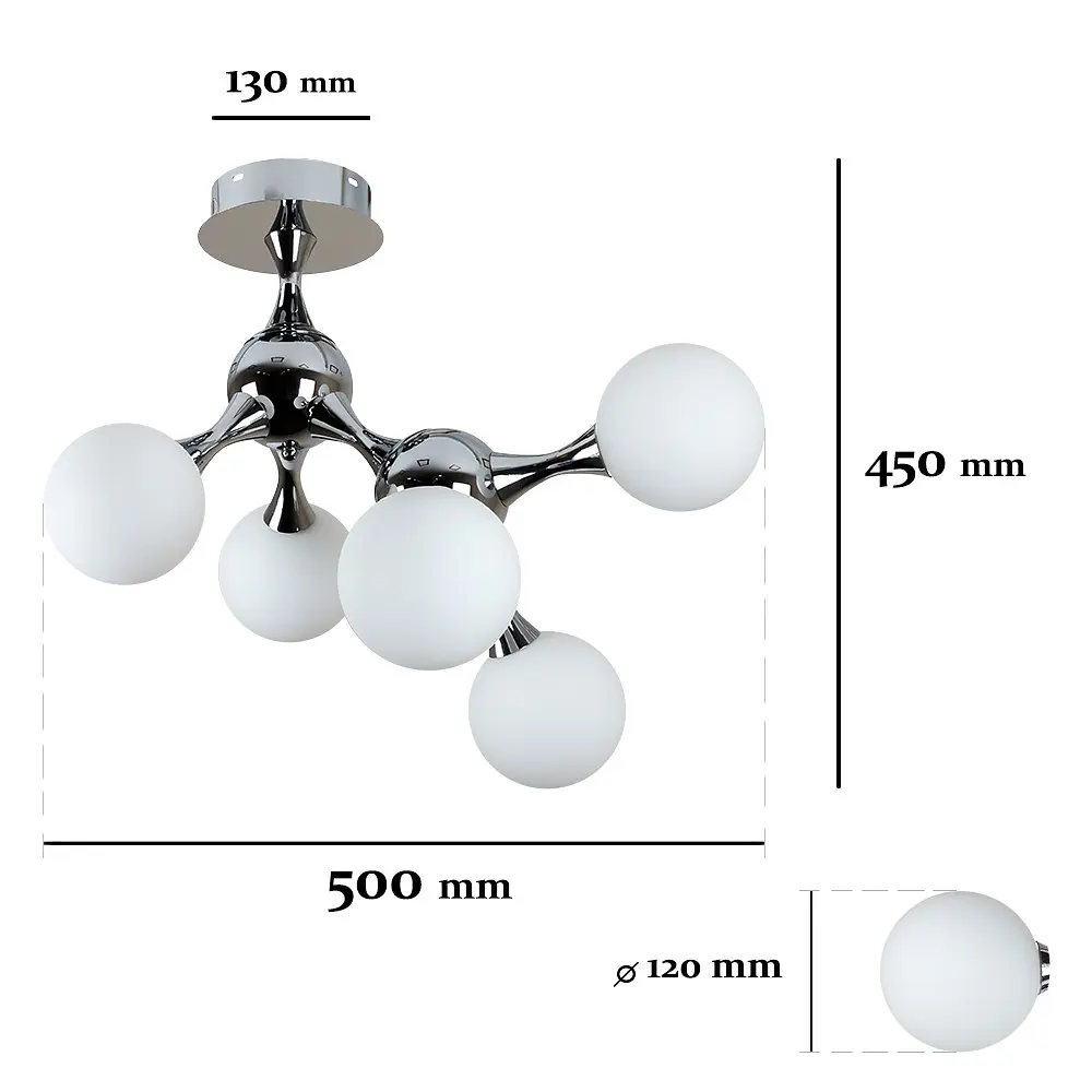 Потолочна люстра LED Levistella 7529817-5 CR+WH, 5 плафонів, G9, хром, білий, сучасний стиль для дому - фото 2