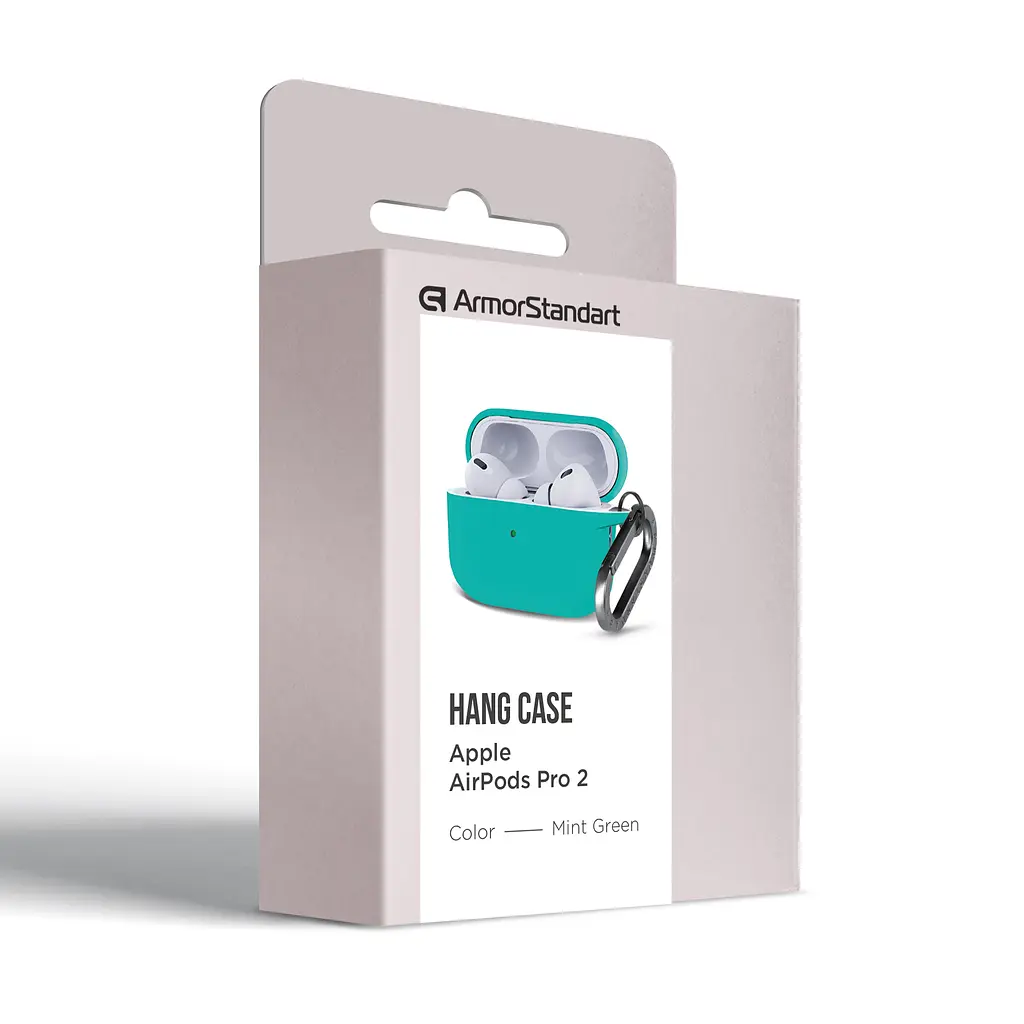 Силіконовий чохол для навушників Apple AirPods Pro 2 2022, Hang Case, бірюзовий, ультратонкий захисний кейс товщиною 2 мм, захист від подряпин, пилу та ударів, компактний, з карабіном для кріплення, ArmorStandart (ARM68589) - фото 8