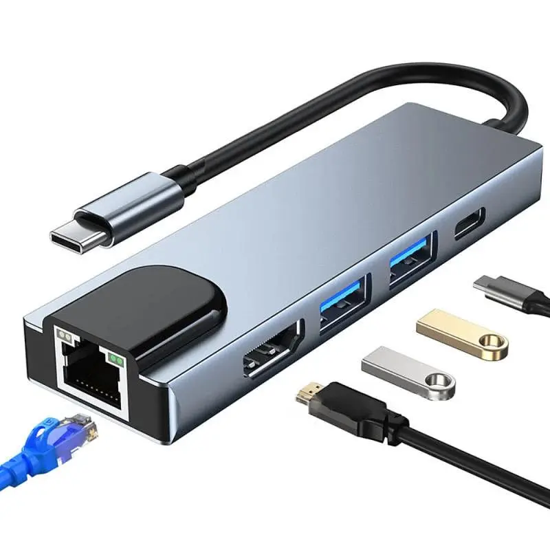 Док-станція RIAS BYL-2007 5в1 USB Type C - PD/USB/HDMI/RJ-45 (3_00418) - фото 5