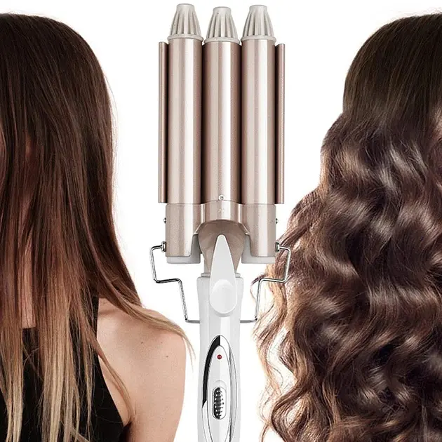 Потрійна плойка для волосся Geemy GM 1988 плойка три хвилі кераміка 25мм щипці для створення хвиль 45 Вт Білий - фото 7