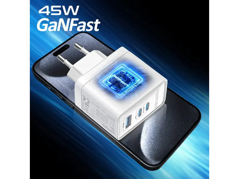 Мережевий зарядний пристрій Promate PowerPort-45W White (powerport-45.white) - фото 2