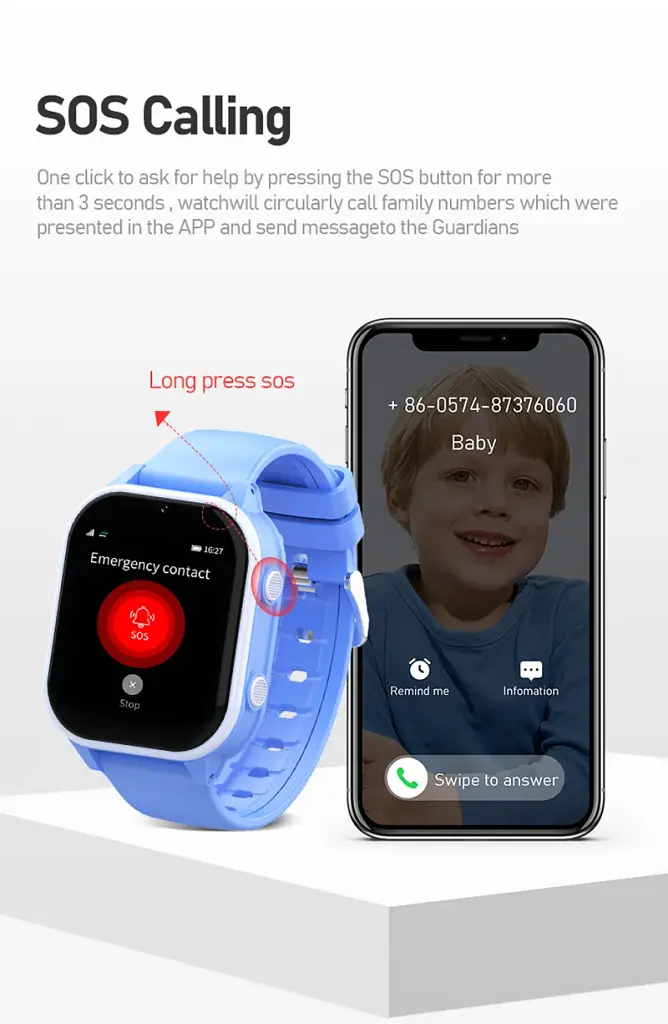 Смарт-часы детские Wonlex KT19 RPO 4G с камерой WI-FI GPS SIM-карта Blue (16994) - фото 7