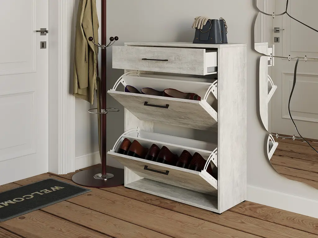 Полиця для взуття Flamecame на 3 шухляди з ДСП II FT-7 Бетон - фото 2