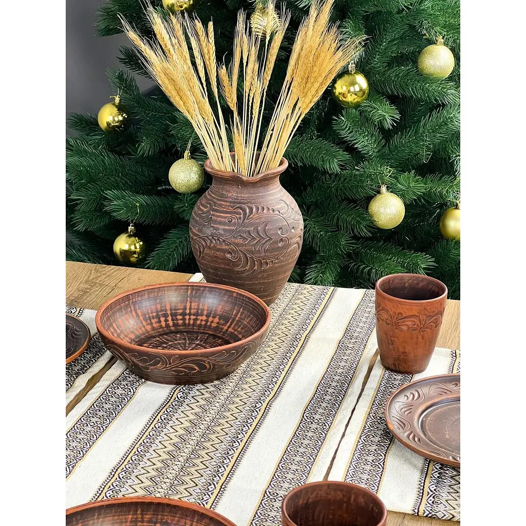 Комплект Різдвяний лляний з українським орнаментом Рандеву-2 Ранер 140х30 см + серветки 30х40 см 3 шт. - фото 4