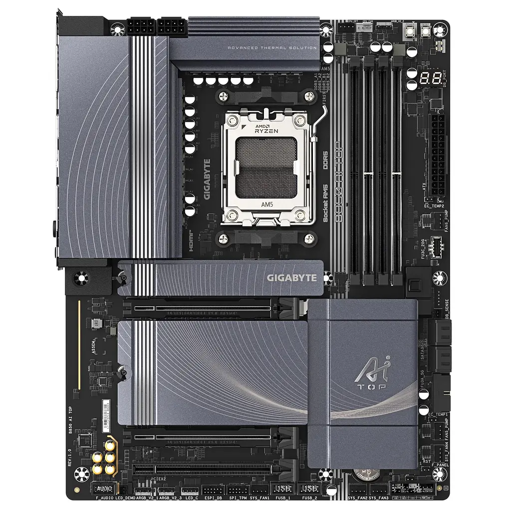 Материнська плата GIGABYTE B850 AI TOP (B850 AI TOP) (Socket AM5, AMD B850, ATX)