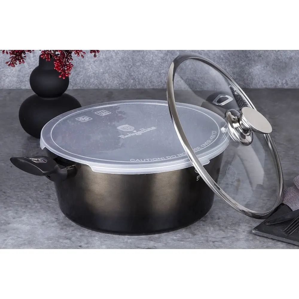 Кастрюля Berlinger Haus Shiny Black Metallic Line с крышками 4.1 л 24х11.8 см коричневая (BH 6605) - фото 5