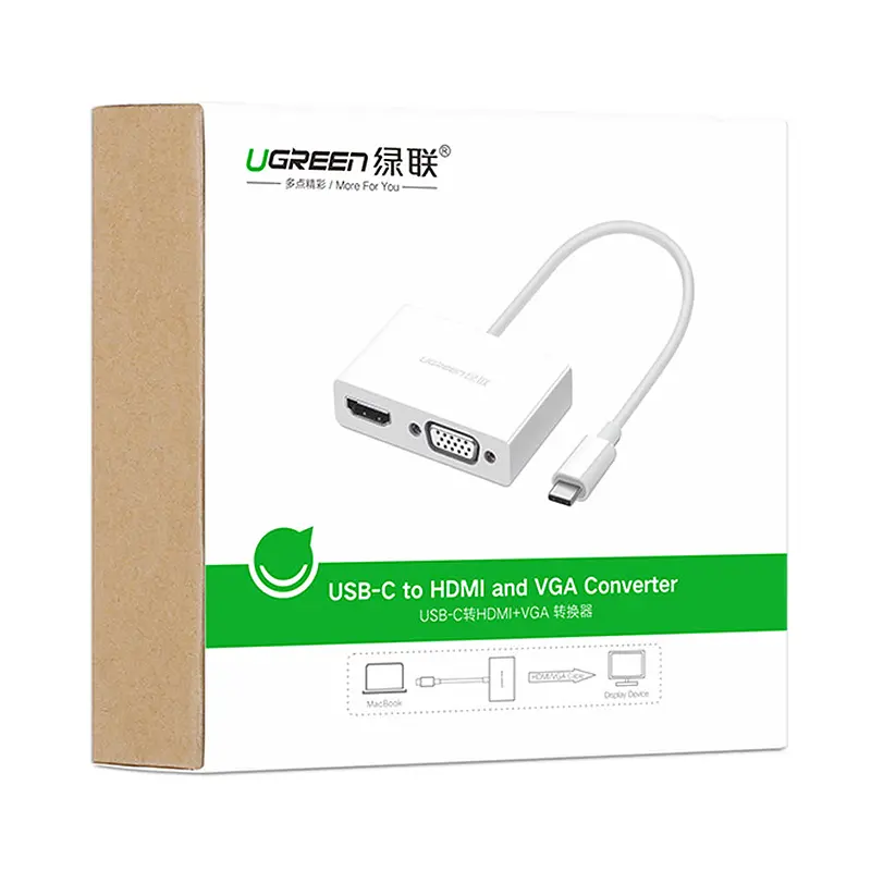 Перехідник Ugreen USB 3.1 Type C HDMI + VGA MM123 Білий - фото 3