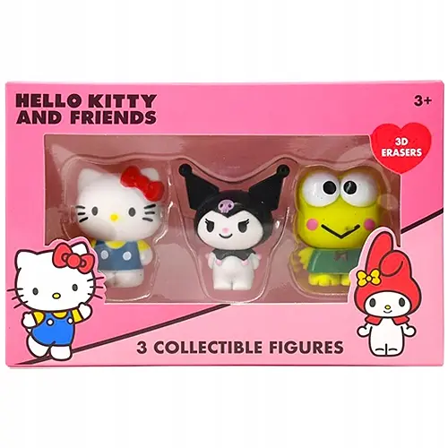 Фігурка Hello Kitty та її друзі (Хелло Кітті, Куромі, Кероппі), набір із 3 гумок - фото 2