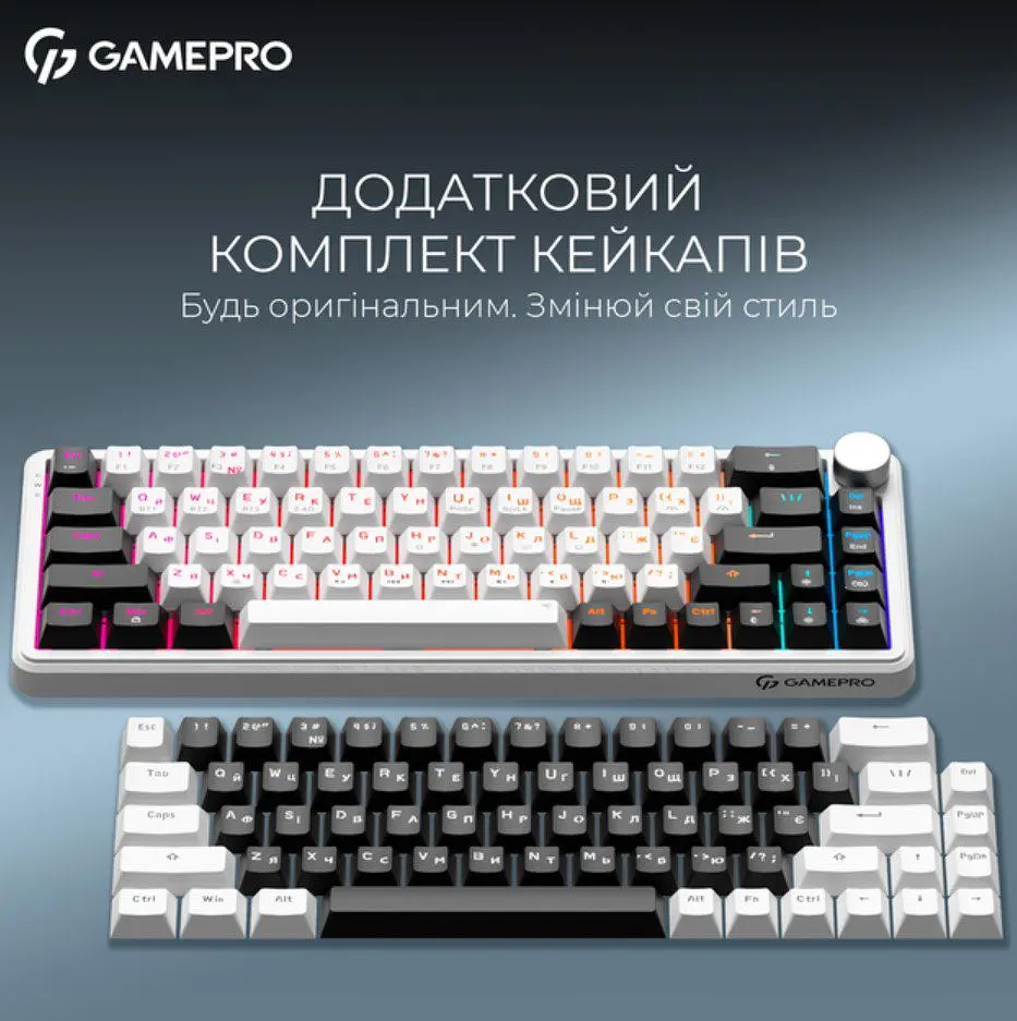 Клавіатура бездротова ігрова механічна GamePro MK-210-W Pro White-Black QLAB Orange Switches Hot-Swap - фото 7