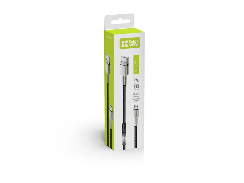 Кабель ColorWay USB - MicroUSB 1m Black (CW-CBUM046-BK) - фото 2