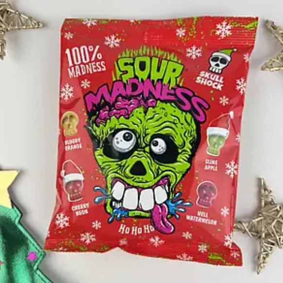 Новорічні кислі льодяники Sour Madness Winter Edition у вигляді черепа 150г - фото 6