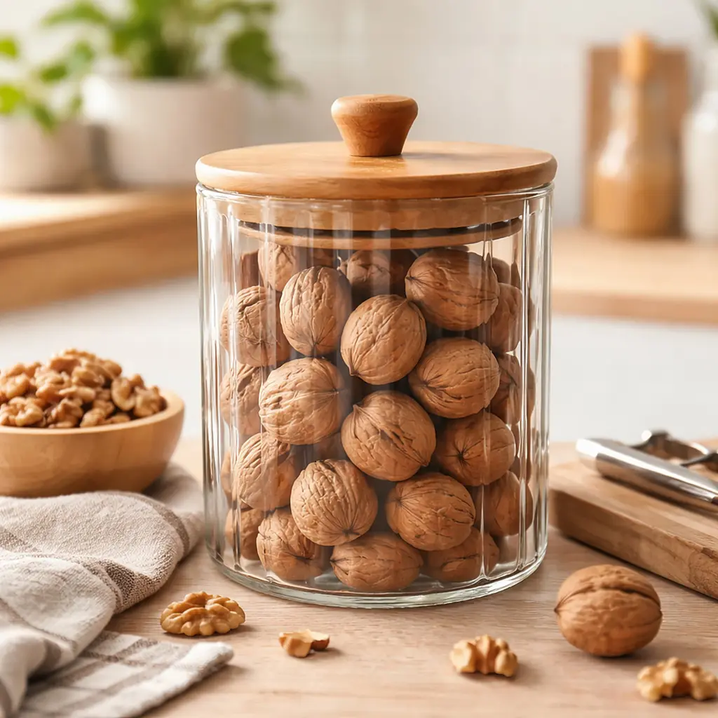 Ємність скляна 500 мл для сипких продуктів і сухих інгредієнтів з бамбуковою кришкою Прозорий 88259