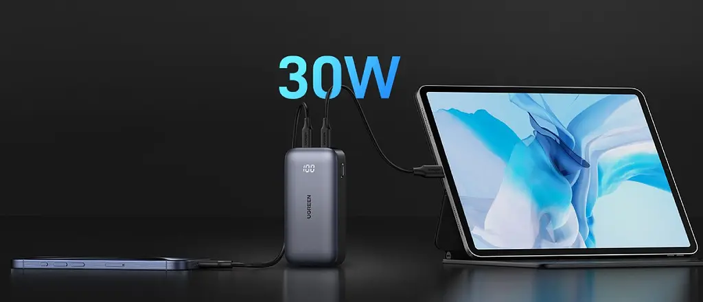 Внешний аккумулятор - скозная зарядка 2-сторонняя Ugreen PB501 10000mAh 30W Two-way белый - фото 3