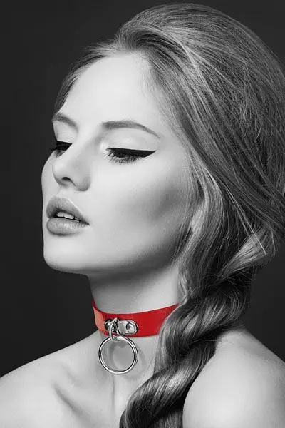 Чокер з кільцем для повідця Bijoux Pour Toi Fetish Red, червоний