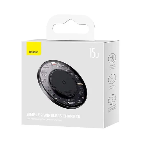 Бездротовий ЗП Baseus Simple 2 Wireless Charger 15W чорний CCJJ050001 - фото 2