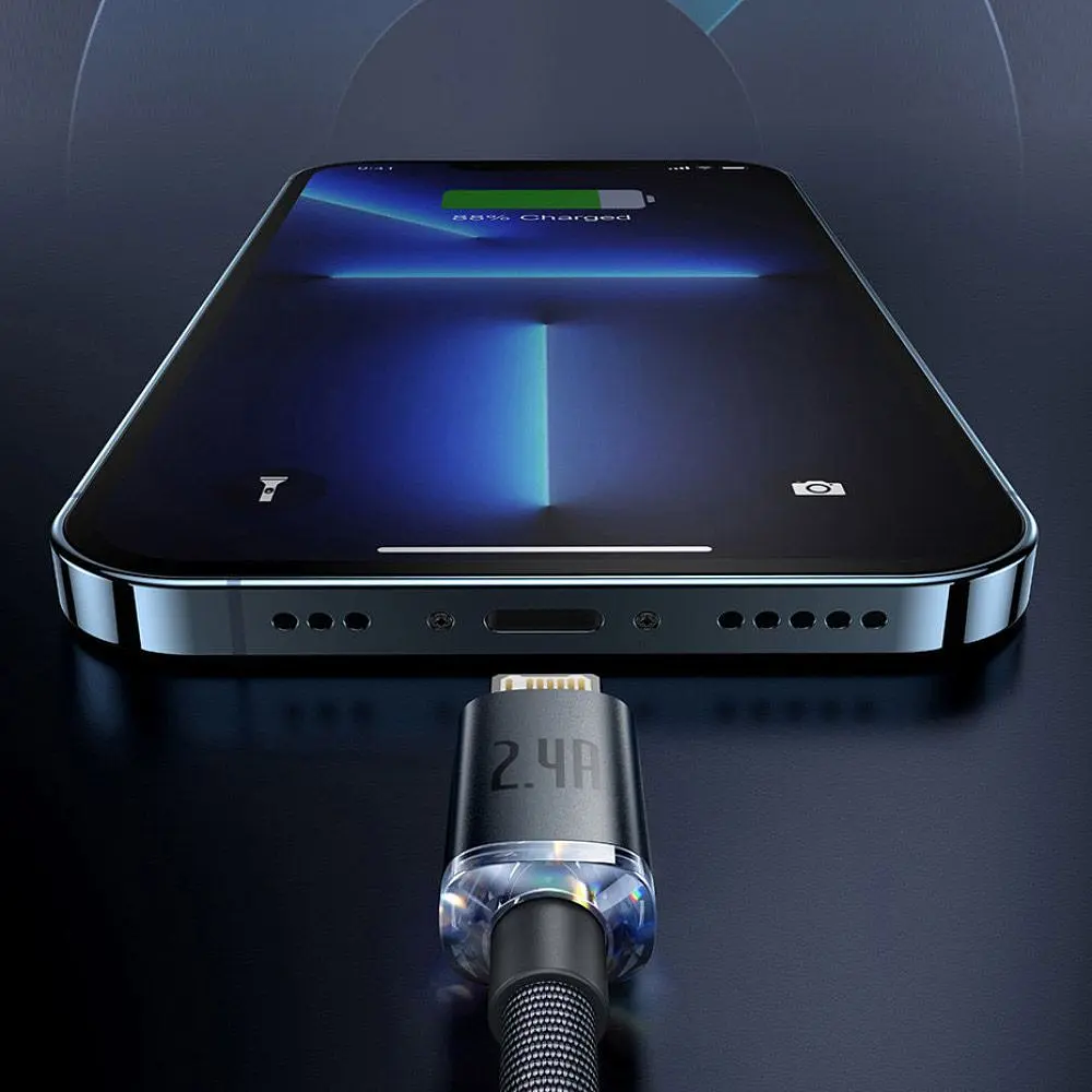 Кабель Baseus Crystal Shine Series USB to Lightning 2m Black (CAJY000101) [92815] - фото 8