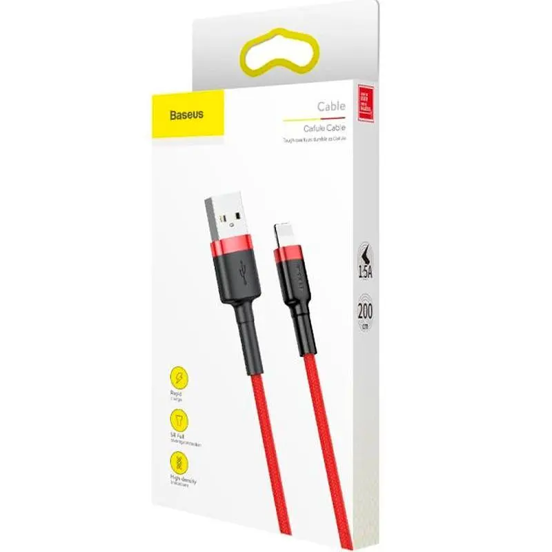 Кабель Baseus Сафули Cable USB to Lightning 2.4A 2m CALKLF-C09 Red - фото 5