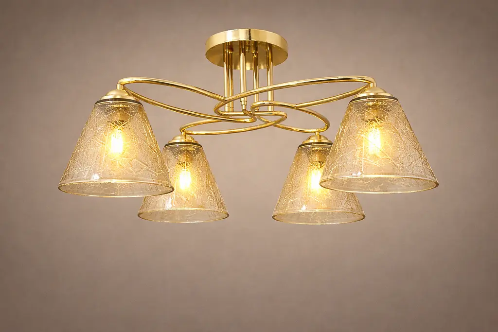 Люстра з прозорими плафонами золота LK-746C/4 E27 FG - фото 5