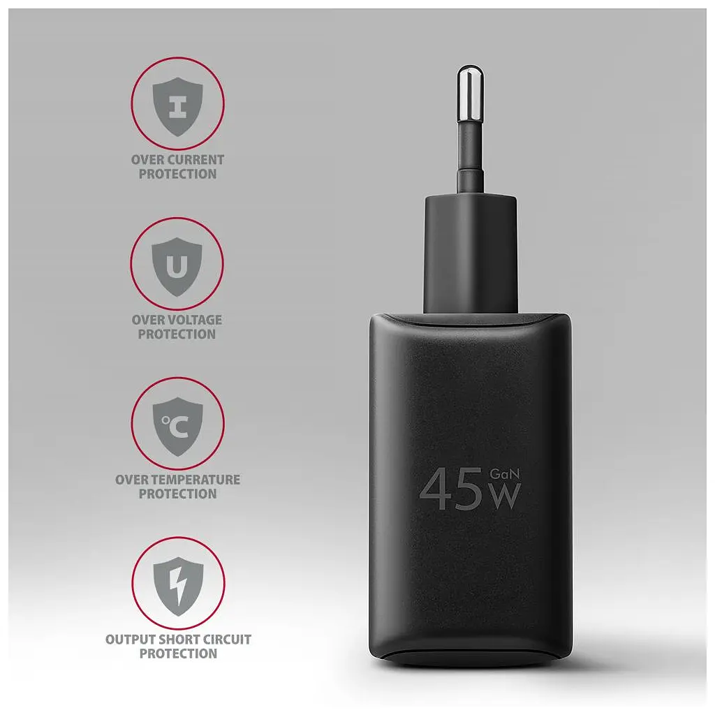 Зарядний пристрій AXAGON 1xUSB QC4.0 + 1xUSB-C PD45W PPS black (ACU-PQ45) - фото 7