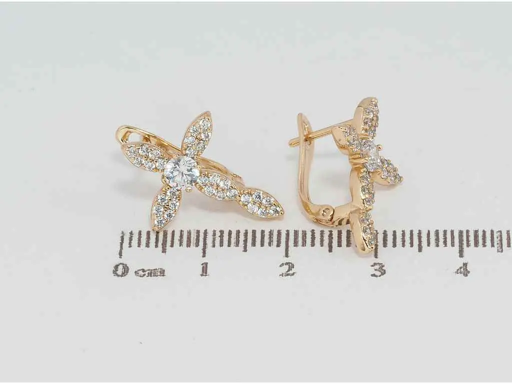 Сережки Xuping Позолота 18K англійський замок "Хрестики з інкрустацією цирконієм" (195227) - фото 2
