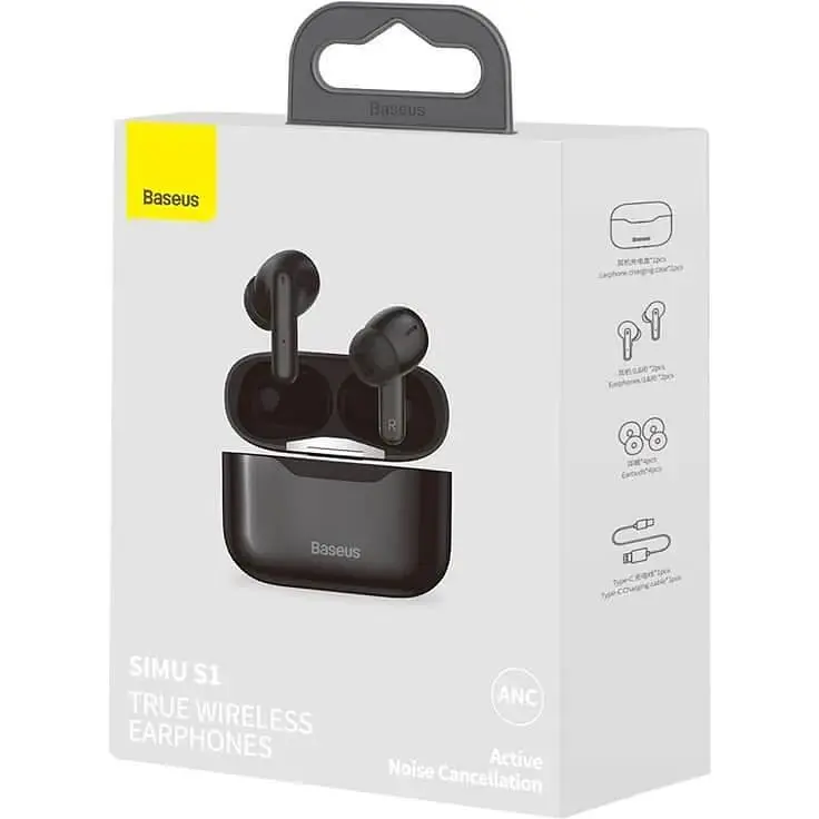 Наушники беспроводные Baseus S1 Simu ANC TWS (NGS1-01) с беспроводной зарядкой черные - фото 4