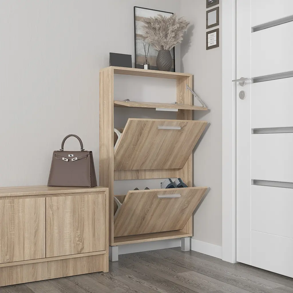 Полиця для взуття Flamecame підлогова на 3 шухляди з ДСП F-159 Дуб сонома - фото 2