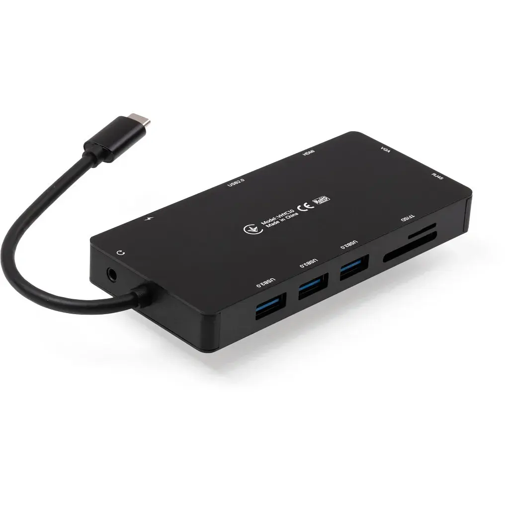 Концентратор Vinga USB-C 3.1 to VGA+HDMI+RJ45+3xUSB3.0+USB2.0+SD/TF+PD100W+Audio (VHYC10) - фото 4