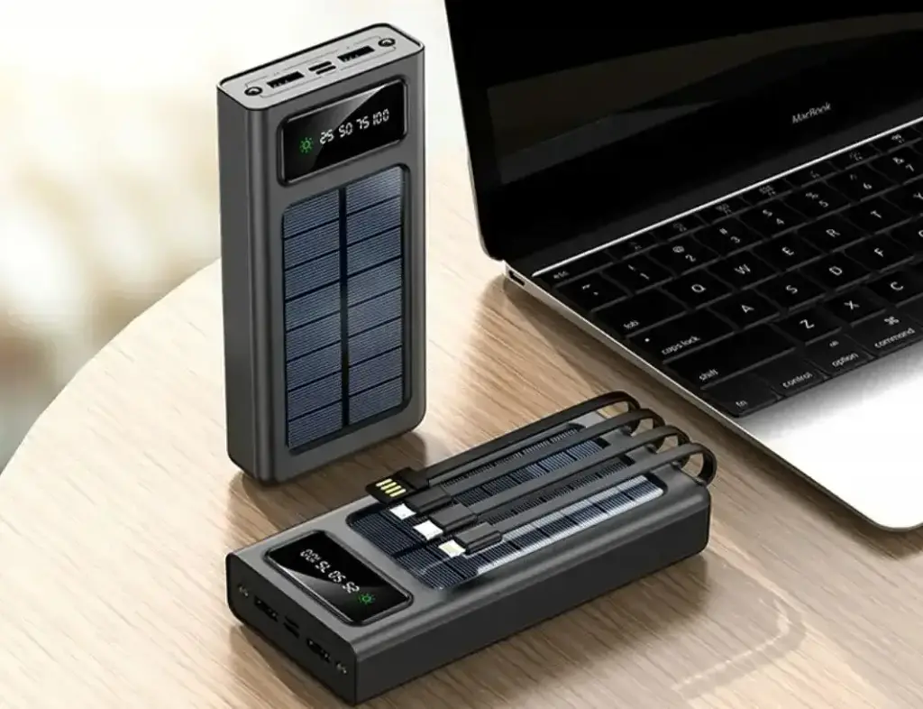 Зовнішній акумулятор Powerbank Solar Energy SLR-50 50000 mAh із сонячною батареєю на 4 виходи Чорний (00383) - фото 2