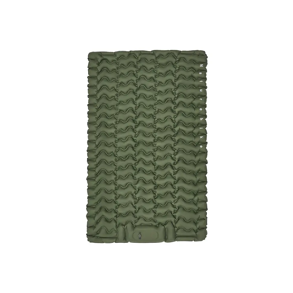 Матрац туристичний надувний двомісний Naturehike CNK2550WS019, 200х125х6.5 см, зелений із вбудованою помпою для надування