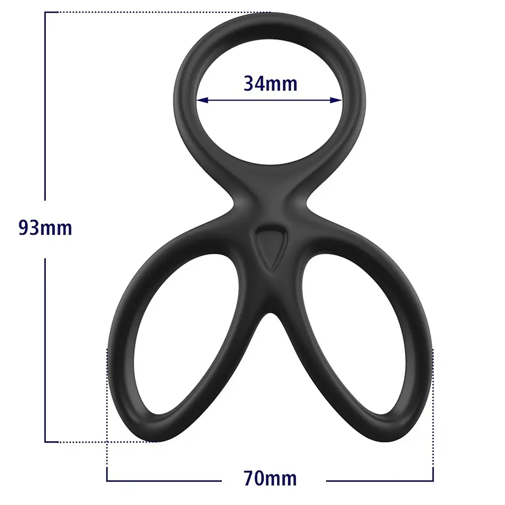 Ерекційне кільце Triple Silicone чорне - фото 10