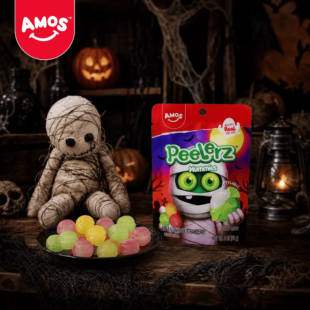 Жувальні цукерки Amos Halloween Peelerz Mummies 170г - фото 3