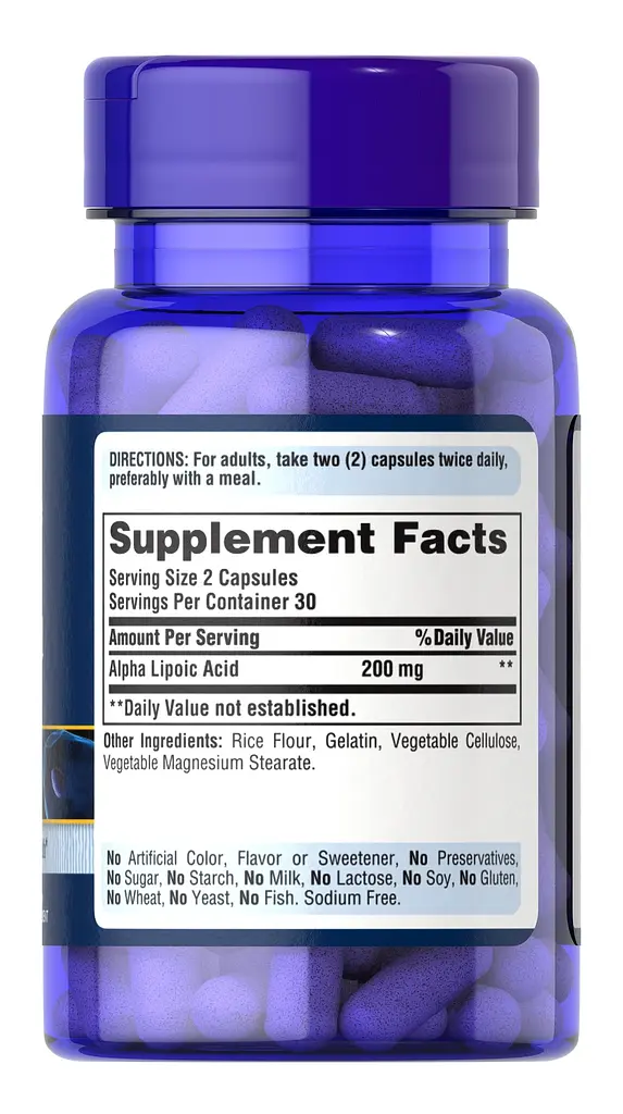 Альфа-липоевая кислота Puritan's Pride Alpha Lipoic Acid 100 mg 60 капсул - фото 2