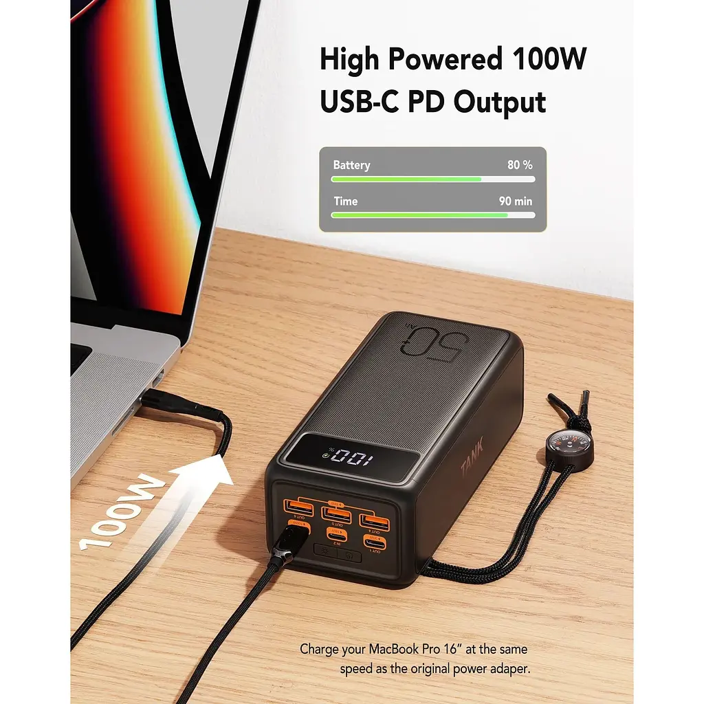 Портативний акумулятор VEGER W5001C Tank Boost 130W 56000mAh black - фото 2