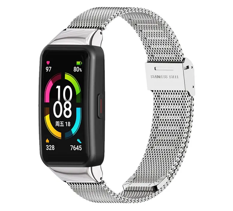 Миланский металлический ремешок Mijobs для фитнес браслета Huawei Honor Band 6 Silver - фото 2