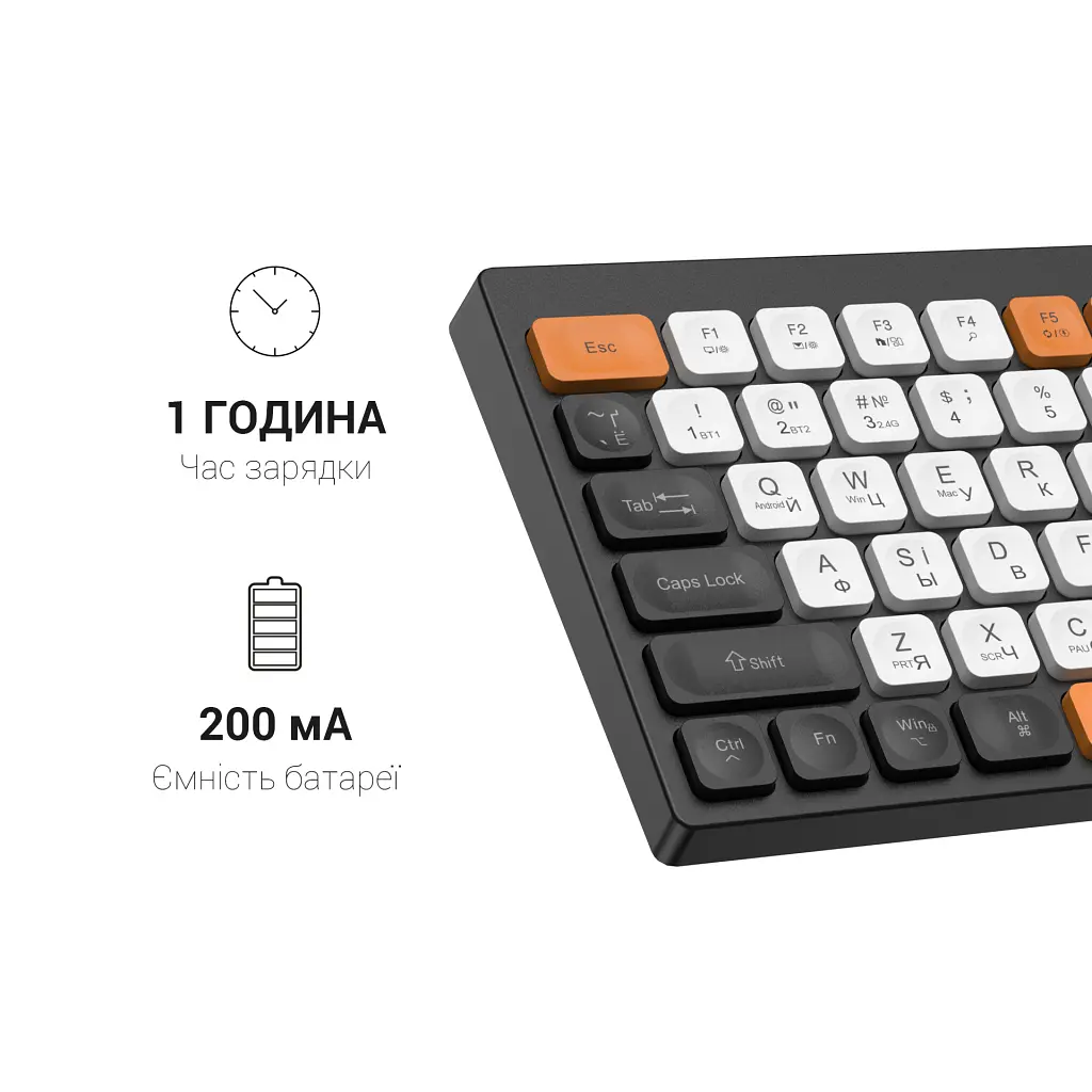 Клавіатура OfficePro SK955B Wireless/Bluetooth Black (SK955B) - фото 11