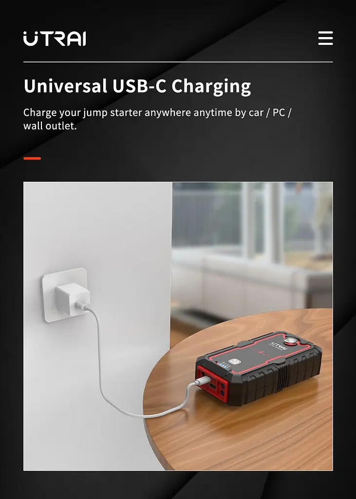 Пуско Зарядний Пристрій 2000А 12В Jump Starter UTRAI Jstar One Пусковий пристрій Джамп Стартер Бустер Авто - фото 8
