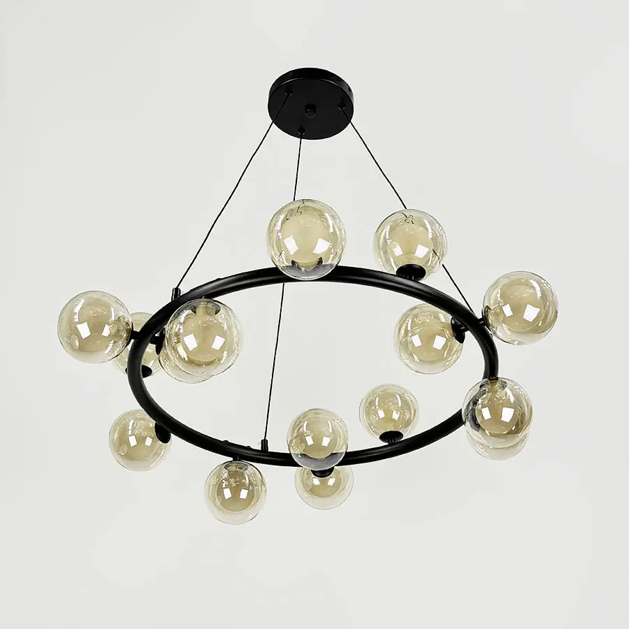 Кольцевая люстра с 15 двойными плафонами Ø 75 см Ст. SG 48/15 BK+CL+WT | Line F - фото 3