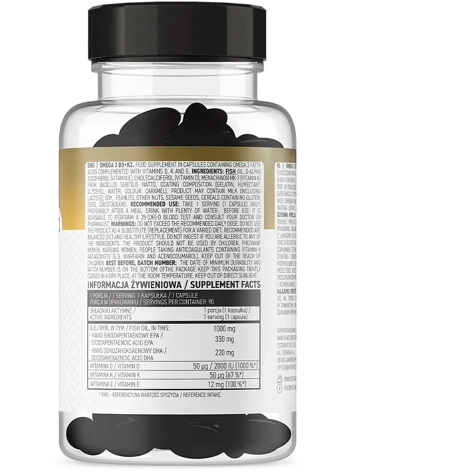 Жирные кислоты OstroVit Omega 3 D3+K2 90 капсул  - фото 2