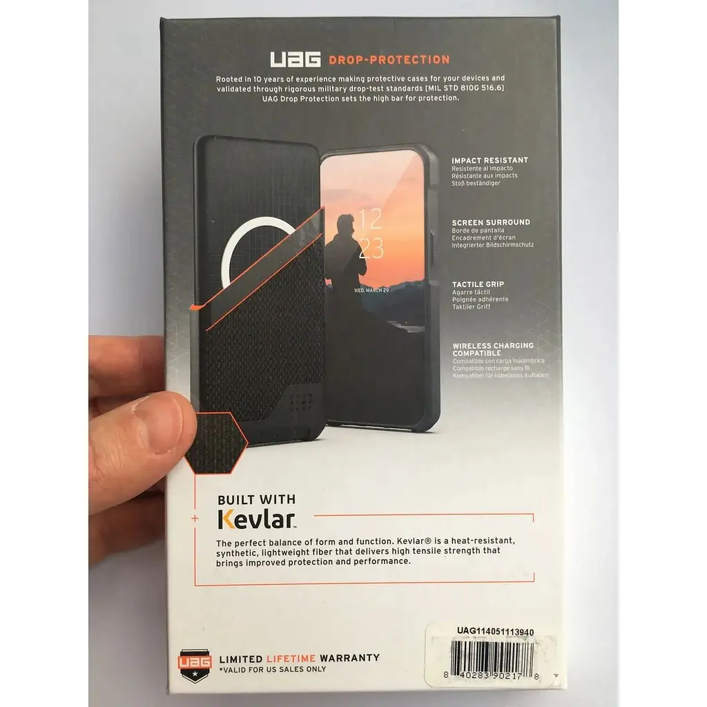 Оригинальный противоударный чехол UAG Metropolis LT MagSafe для iPhone 14 Pro Max Kevlar Black 114051113940 - фото 6